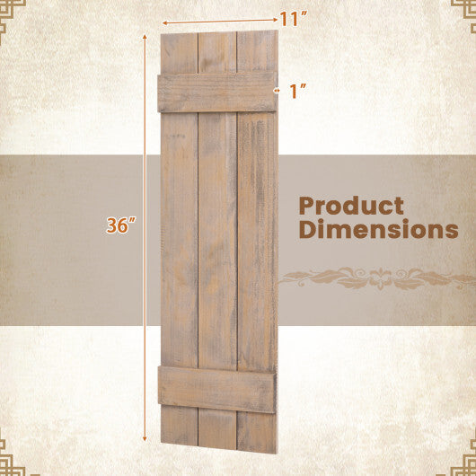 36 x 11 Inch Farmhouse Paulownia Wood Window Shutters Set of 2 for Windows-Light Brown