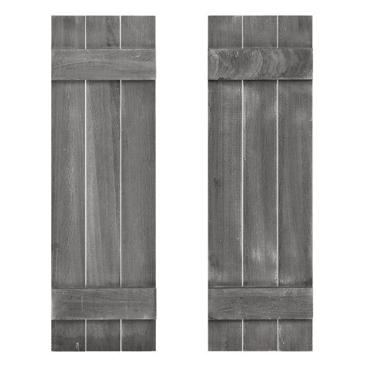 36 x 11 Inch Farmhouse Paulownia Wood Window Shutters Set of 2 for Windows-Light Brown