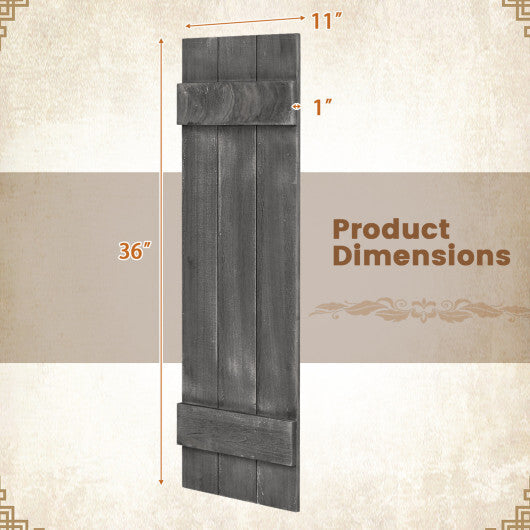 36 x 11 Inch Farmhouse Paulownia Wood Window Shutters Set of 2 for Windows-Light Brown