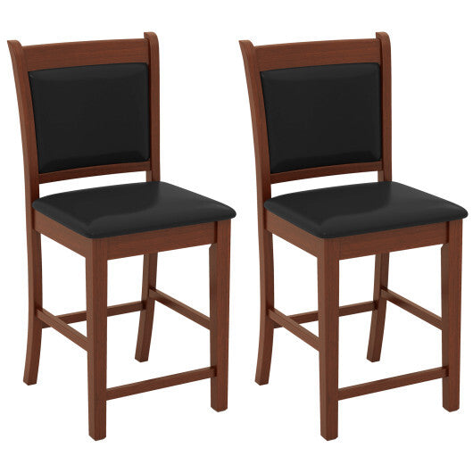 Upholstered Counter Stool Set of 2 with Solid Rubber Wood Frame-Brown LuxuryLifeWay Online Store