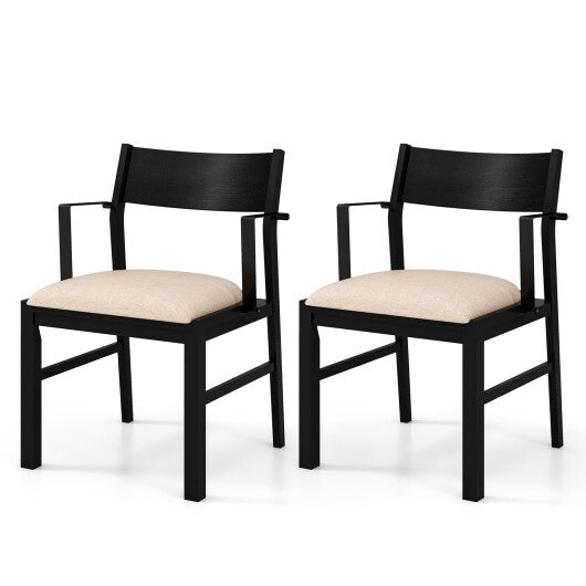 Dining Chair with Contoured Backrest and Padded Seat Set of 2-Beige LuxuryLifeWay Online Store