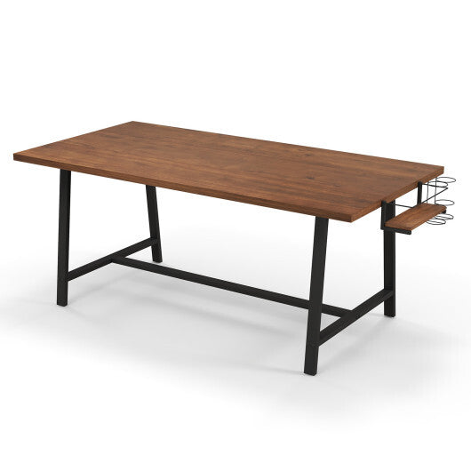 72 Inch Dining Table Rectangular Kitchen Table with 2-Bottle Wine Rack for 5-7-Walnut LuxuryLifeWay Online Store