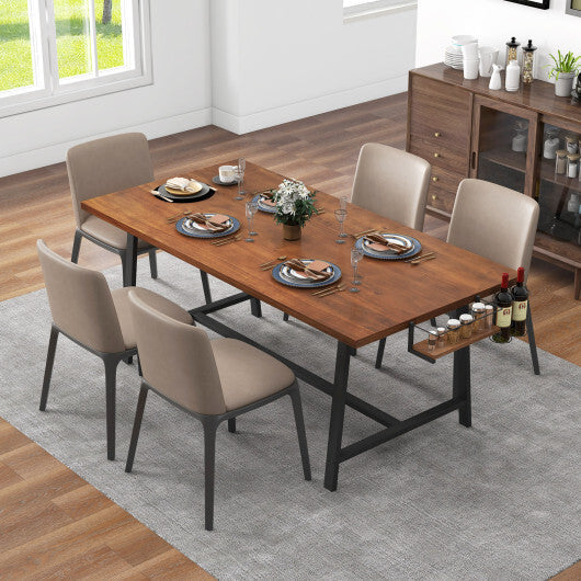 72 Inch Dining Table Rectangular Kitchen Table with 2-Bottle Wine Rack for 5-7-Walnut LuxuryLifeWay Online Store