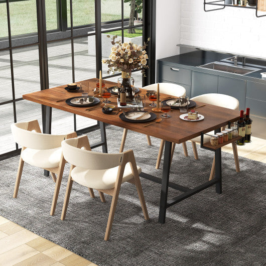 72 Inch Dining Table Rectangular Kitchen Table with 2-Bottle Wine Rack for 5-7-Walnut LuxuryLifeWay Online Store