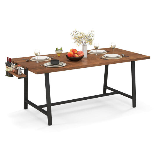 72 Inch Dining Table Rectangular Kitchen Table with 2-Bottle Wine Rack for 5-7-Walnut LuxuryLifeWay Online Store