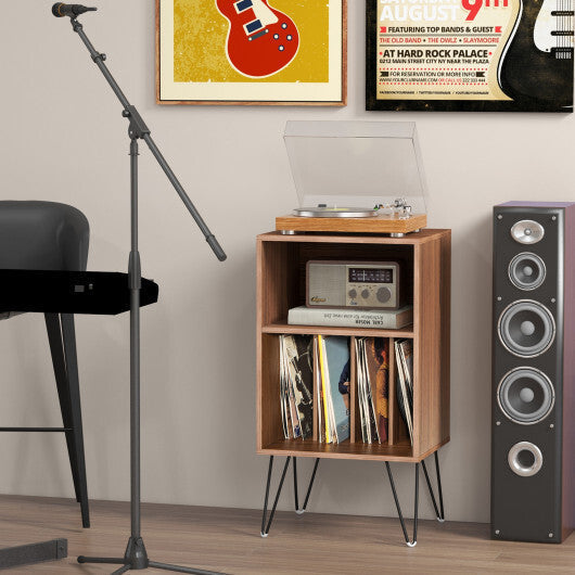 Record Player Stand with Charging Station for Living Room Bedroom-Rustic Brown LuxuryLifeWay Online Store