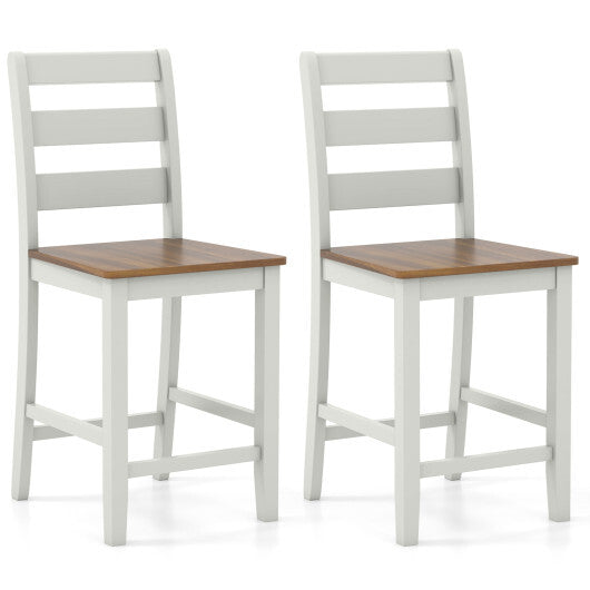 Set of 2 Counter Bar Stool with Inclined Backrest and Footrest-Gray LuxuryLifeWay Online Store