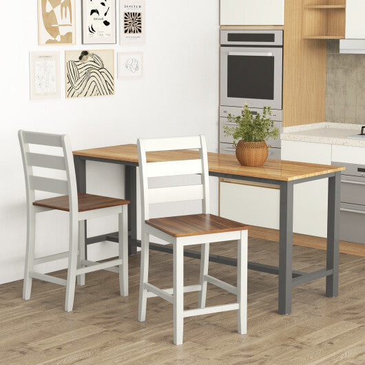 Set of 2 Counter Bar Stool with Inclined Backrest and Footrest-Gray LuxuryLifeWay Online Store