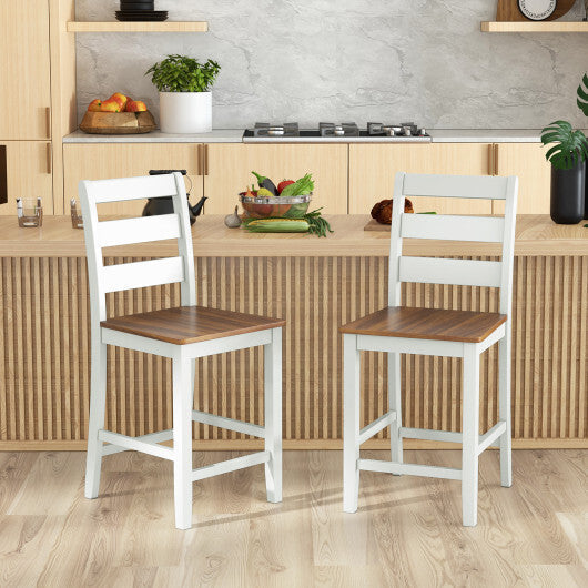 Set of 2 Counter Bar Stool with Inclined Backrest and Footrest-Gray LuxuryLifeWay Online Store