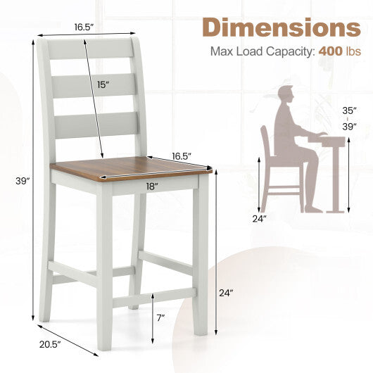 Set of 2 Counter Bar Stool with Inclined Backrest and Footrest-Gray LuxuryLifeWay Online Store
