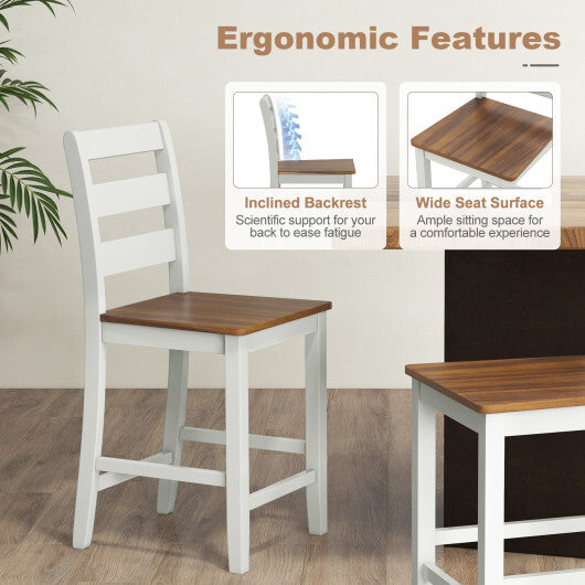 Set of 2 Counter Bar Stool with Inclined Backrest and Footrest-Gray LuxuryLifeWay Online Store