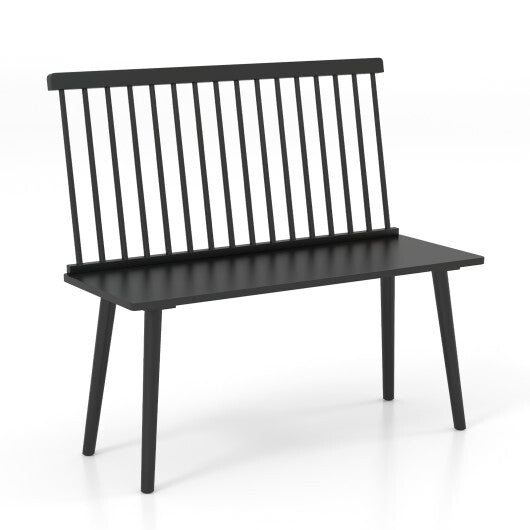 Entryway Bench for 2 with Spindle Back for Kitchen Dining Room Hallway-Black LuxuryLifeWay Online Store