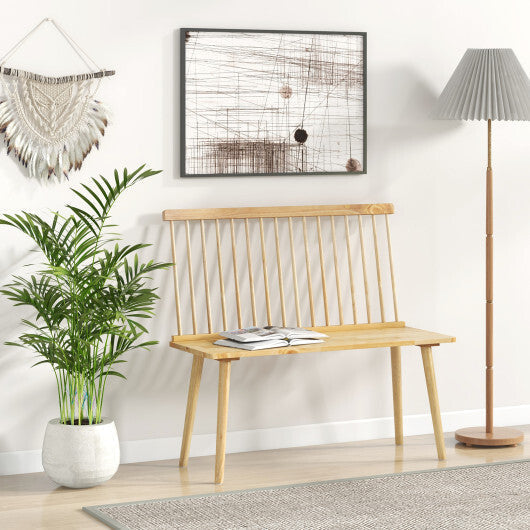 Entryway Bench for 2 with Spindle Back for Kitchen Dining Room Hallway-Black