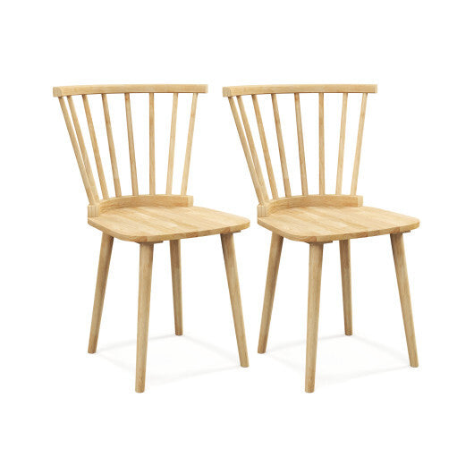 Windsor Dining Chairs Set of 2 Rubber Wood Kitchen Chairs with Spindle Back-Black LuxuryLifeWay Online Store