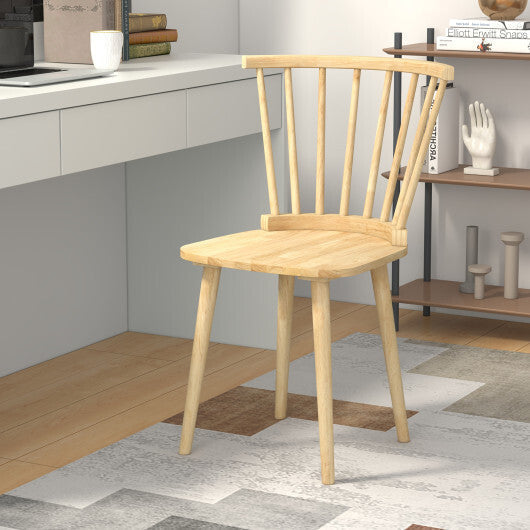 Windsor Dining Chairs Set of 2 Rubber Wood Kitchen Chairs with Spindle Back-Black LuxuryLifeWay Online Store