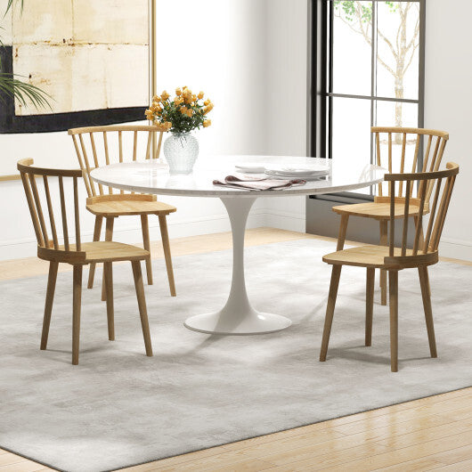 Windsor Dining Chairs Set of 2 Rubber Wood Kitchen Chairs with Spindle Back-Black LuxuryLifeWay Online Store
