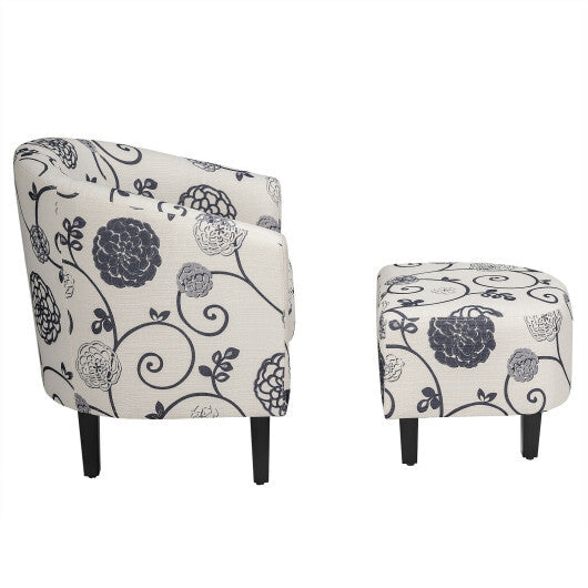 Modern Accent Tub Chair and Ottoman Set with Fabric Upholstered-Beige LuxuryLifeWay Online Store
