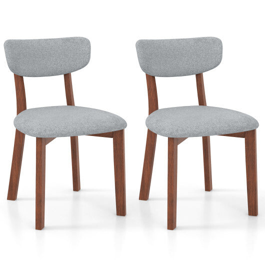 Dining Chairs Set of 2 Upholstered Mid-Back Chairs with Solid Rubber Wood Frame-Beige LuxuryLifeWay Online Store