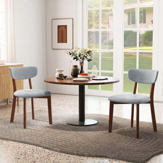 Dining Chairs Set of 2 Upholstered Mid-Back Chairs with Solid Rubber Wood Frame-Beige LuxuryLifeWay Online Store