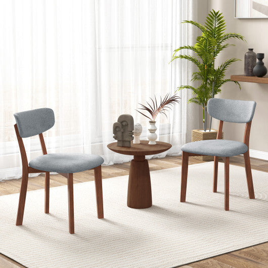 Dining Chairs Set of 2 Upholstered Mid-Back Chairs with Solid Rubber Wood Frame-Beige LuxuryLifeWay Online Store