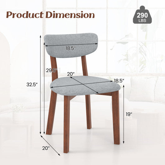 Dining Chairs Set of 2 Upholstered Mid-Back Chairs with Solid Rubber Wood Frame-Beige LuxuryLifeWay Online Store