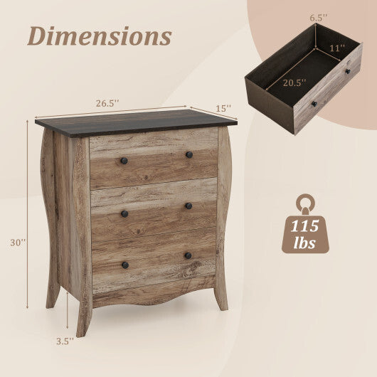 Dresser for Bedroom with 3 Folding Fabric Drawers and Anti-tipping Kit-Brown - Color: Brown LuxuryLifeWay Online Store