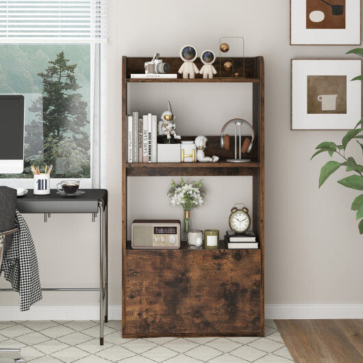 Freestanding Bookshelf with 3-Tier Open Shelf-Rustic Brown