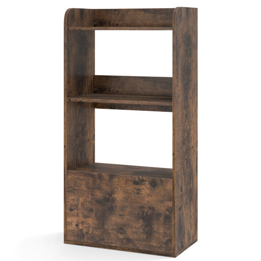 Freestanding Bookshelf with 3-Tier Open Shelf-Rustic Brown