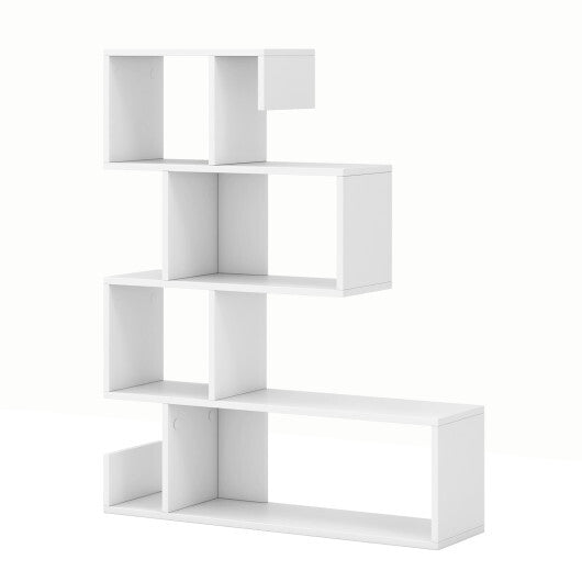 5-Tier S-Shaped Bookshelf Geometric Z-Shelf Bookcase with Open Cubes-White LuxuryLifeWay Online Store