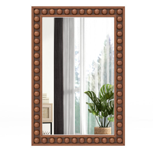24 x 36 Inches Rustic Wall Mirror with Solid Wood Frame for Living Room  Bedroom-Brown LuxuryLifeWay Online Store