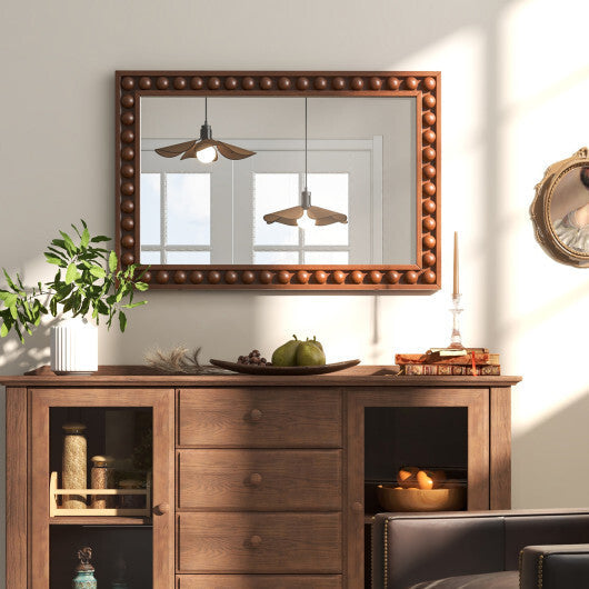 24 x 36 Inches Rustic Wall Mirror with Solid Wood Frame for Living Room  Bedroom-Brown LuxuryLifeWay Online Store
