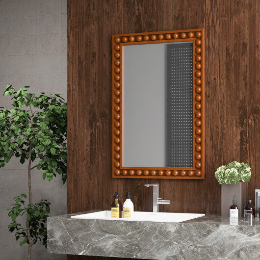 24 x 36 Inches Rustic Wall Mirror with Solid Wood Frame for Living Room  Bedroom-Brown LuxuryLifeWay Online Store