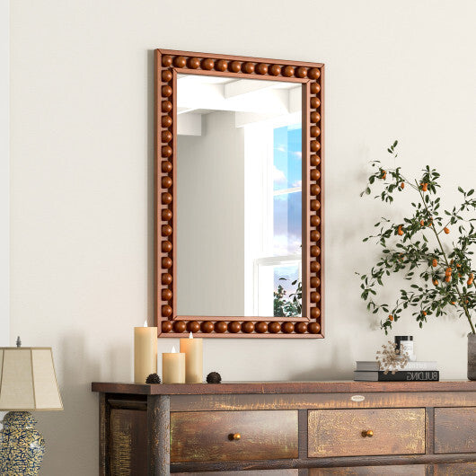 24 x 36 Inches Rustic Wall Mirror with Solid Wood Frame for Living Room  Bedroom-Brown LuxuryLifeWay Online Store
