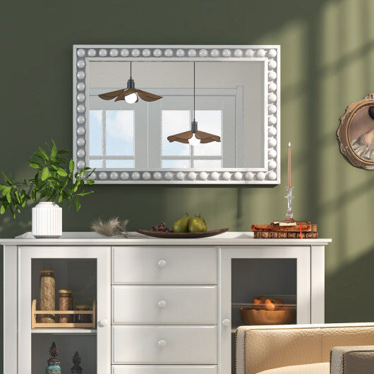 24 x 36 Inches Rustic Wall Mirror with Solid Wood Frame for Living Room  Bedroom-Brown LuxuryLifeWay Online Store