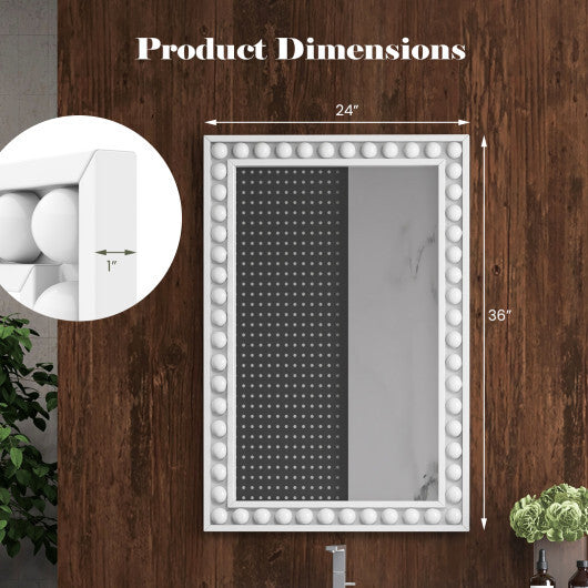 24 x 36 Inches Rustic Wall Mirror with Solid Wood Frame for Living Room  Bedroom-Brown LuxuryLifeWay Online Store