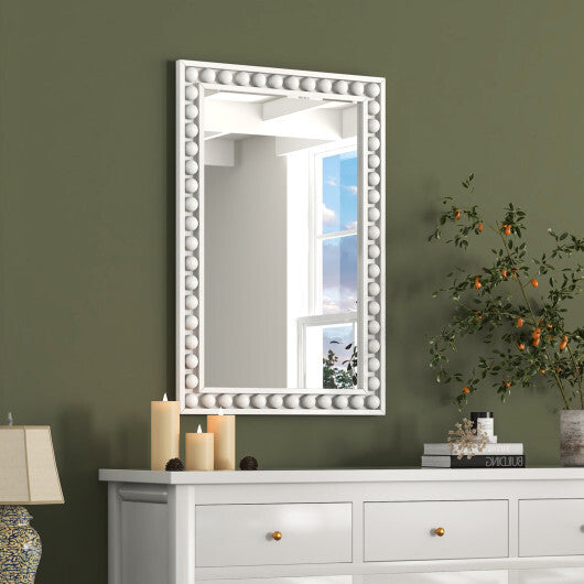 24 x 36 Inches Rustic Wall Mirror with Solid Wood Frame for Living Room  Bedroom-Brown LuxuryLifeWay Online Store