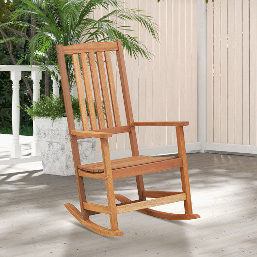 Patio Rocking Chair Ergonomic High-Back Outdoor Rocker with Smooth Rocking Base LuxuryLifeWay Online Store