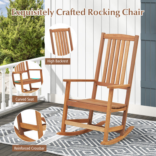 Patio Rocking Chair Ergonomic High-Back Outdoor Rocker with Smooth Rocking Base LuxuryLifeWay Online Store