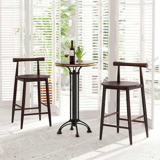 Counter Height Bar Chair Set with Acacia Wood Frame and Supporting Legs-White