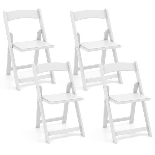 Set of 4 Dining Chairs Foldable Kitchen Chair with Rubber Wood Legs and Padded Seat-Black