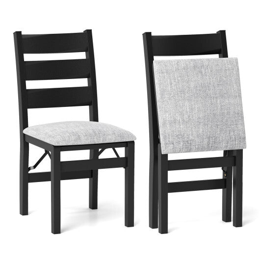 Modern Upholstered Folding Chairs Set of 2 with Comfy Backrest-Black LuxuryLifeWay Online Store