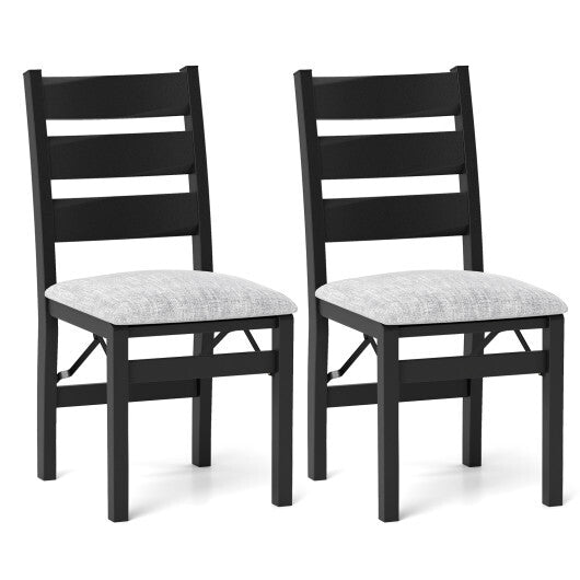 Modern Upholstered Folding Chairs Set of 2 with Comfy Backrest-Black LuxuryLifeWay Online Store