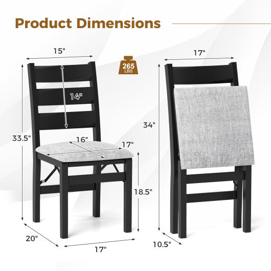 Modern Upholstered Folding Chairs Set of 2 with Comfy Backrest-Black LuxuryLifeWay Online Store