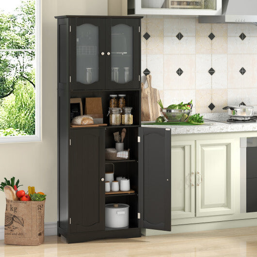 64.5 Inches Tall Bathroom Storage Cabinet with Frost Glass Doors and Shelves-White LuxuryLifeWay Online Store