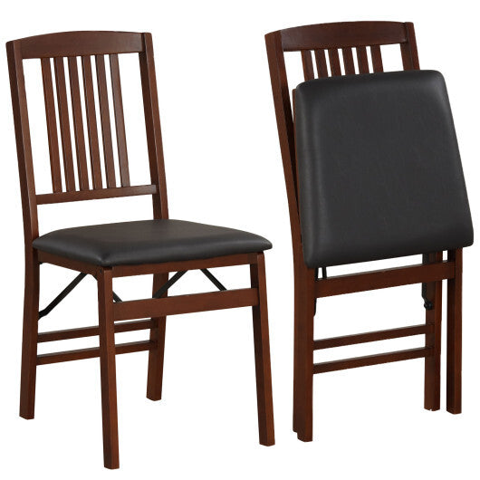 Set of 2 Foldable Upholstered Kitchen Chairs with Padded Seat-Brown LuxuryLifeWay Online Store