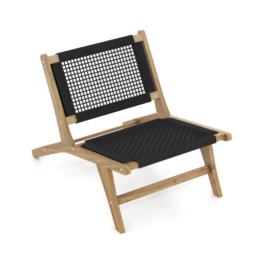 Indoor Outdoor Teak Wooden Chair with Handwoven Cordage Seat and Backrest LuxuryLifeWay Online Store