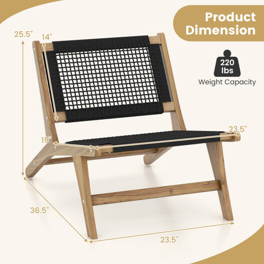 Indoor Outdoor Teak Wooden Chair with Handwoven Cordage Seat and Backrest LuxuryLifeWay Online Store