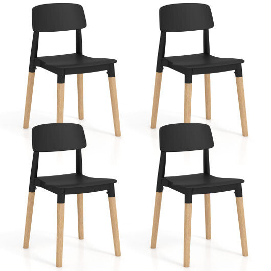 Modern Dining Side Chairs Set of 4 with Ergonomic Backrest for Dining Room-Black LuxuryLifeWay Online Store