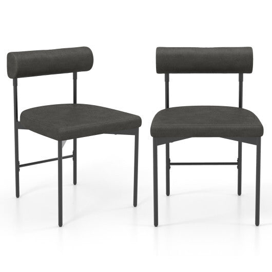 Faux Leather Upholstered Kitchen Side Chair Set of 2 with Curved and Padded Backrest-Brown LuxuryLifeWay Online Store