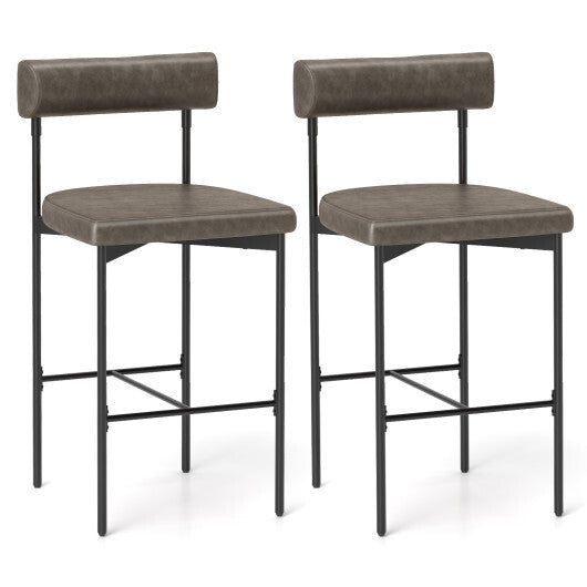 26 Inch Upholstered Bar Stools Set of 2 Counter Height Bar Chairs with  Backrest-Gray - Color: Gray LuxuryLifeWay Online Store